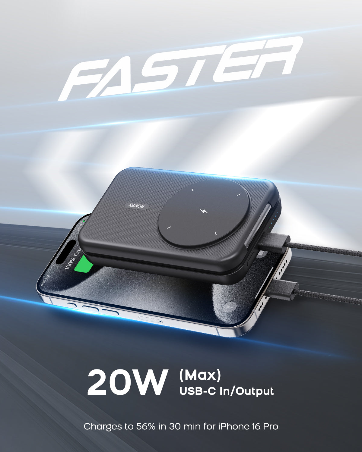 RORRY Portable Charger, 3-in-1 Charging Station 10000mAh Portable Charger Power Bank for MagSafe Foldable Battery Pack Travel for iPhone 16/15/14/13/12, for Apple Watch 10/9/8/7/6/5/Ultra/2