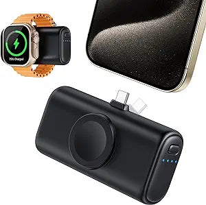 RORRY Mini Portable Charger for iPhone,5000mAh Small &Ultra-Compact 15W PD Fast Charging Power Bank Compatible with iPhone 15/14/13/12/11/XR/X/8 and Apple Watch Series 9/Ultra2/8/Ultra/7/6/5/4/3/SE