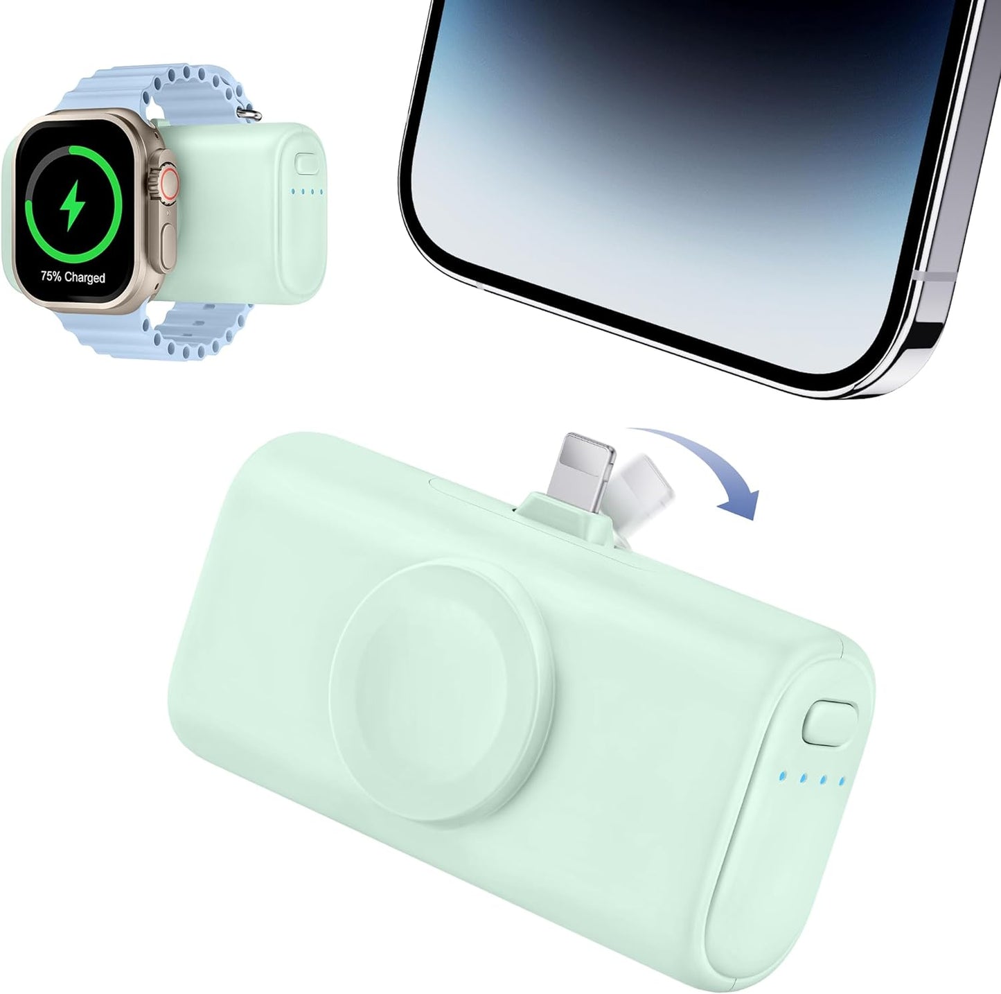 RORRY Mini Portable Charger for iPhone,5000mAh Small &Ultra-Compact 15W PD Fast Charging Power Bank Compatible with iPhone 15/14/13/12/11/XR/X/8 and Apple Watch Series 9/Ultra2/8/Ultra/7/6/5/4/3/SE