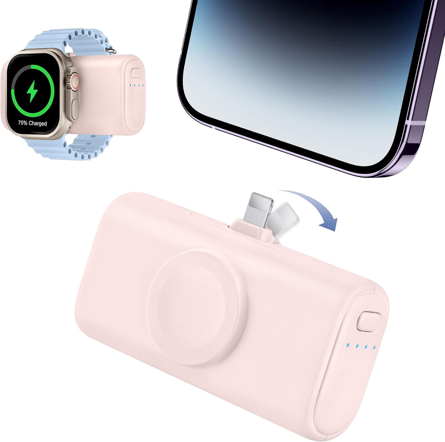 RORRY Mini Portable Charger for iPhone,5000mAh Small &Ultra-Compact 15W PD Fast Charging Power Bank Compatible with iPhone 15/14/13/12/11/XR/X/8 and Apple Watch Series 9/Ultra2/8/Ultra/7/6/5/4/3/SE