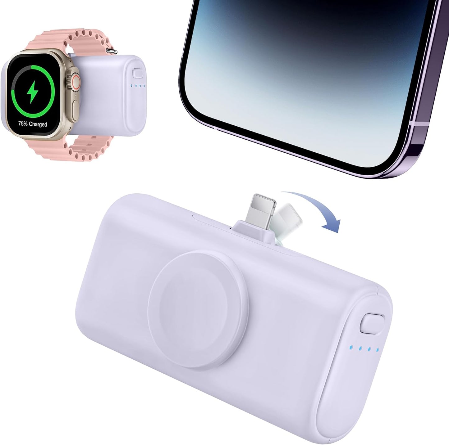 RORRY Mini Portable Charger for iPhone,5000mAh Small &Ultra-Compact 15W PD Fast Charging Power Bank Compatible with iPhone 15/14/13/12/11/XR/X/8 and Apple Watch Series 9/Ultra2/8/Ultra/7/6/5/4/3/SE