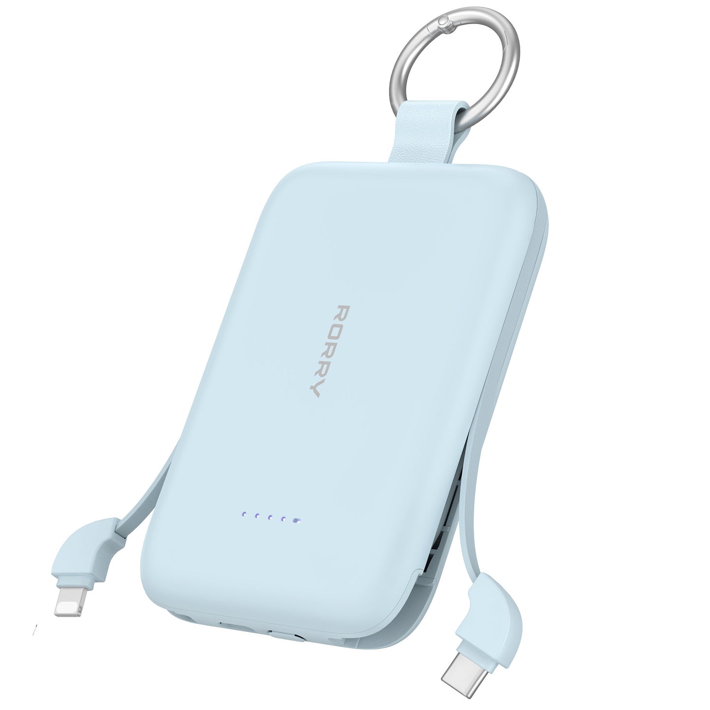 RORRY Portable Charger, 10000mAh PD 30W Fast Charging Portable Charger Power Bank with Built-in Cables, Travel Keychain Charger Battery Pack for iPhone 17/16/15/14/13/12, for AirPods 2/3/4/Pro