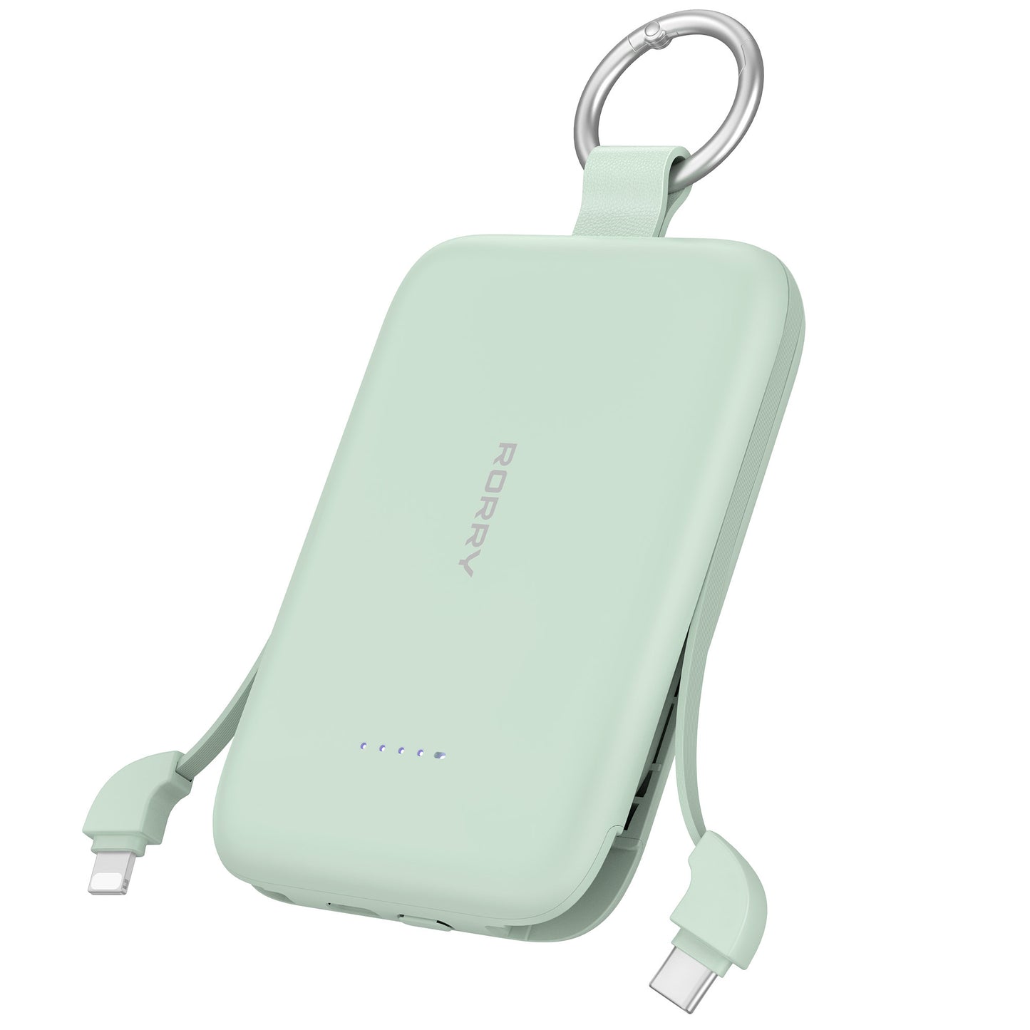 RORRY Portable Charger, 10000mAh PD 30W Fast Charging Portable Charger Power Bank with Built-in Cables, Travel Keychain Charger Battery Pack for iPhone 17/16/15/14/13/12, for AirPods 2/3/4/Pro
