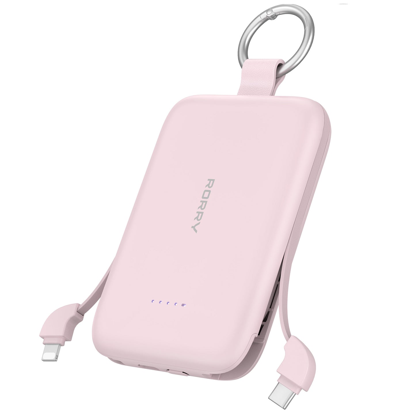 RORRY Portable Charger, 10000mAh PD 30W Fast Charging Portable Charger Power Bank with Built-in Cables, Travel Keychain Charger Battery Pack for iPhone 17/16/15/14/13/12, for AirPods 2/3/4/Pro