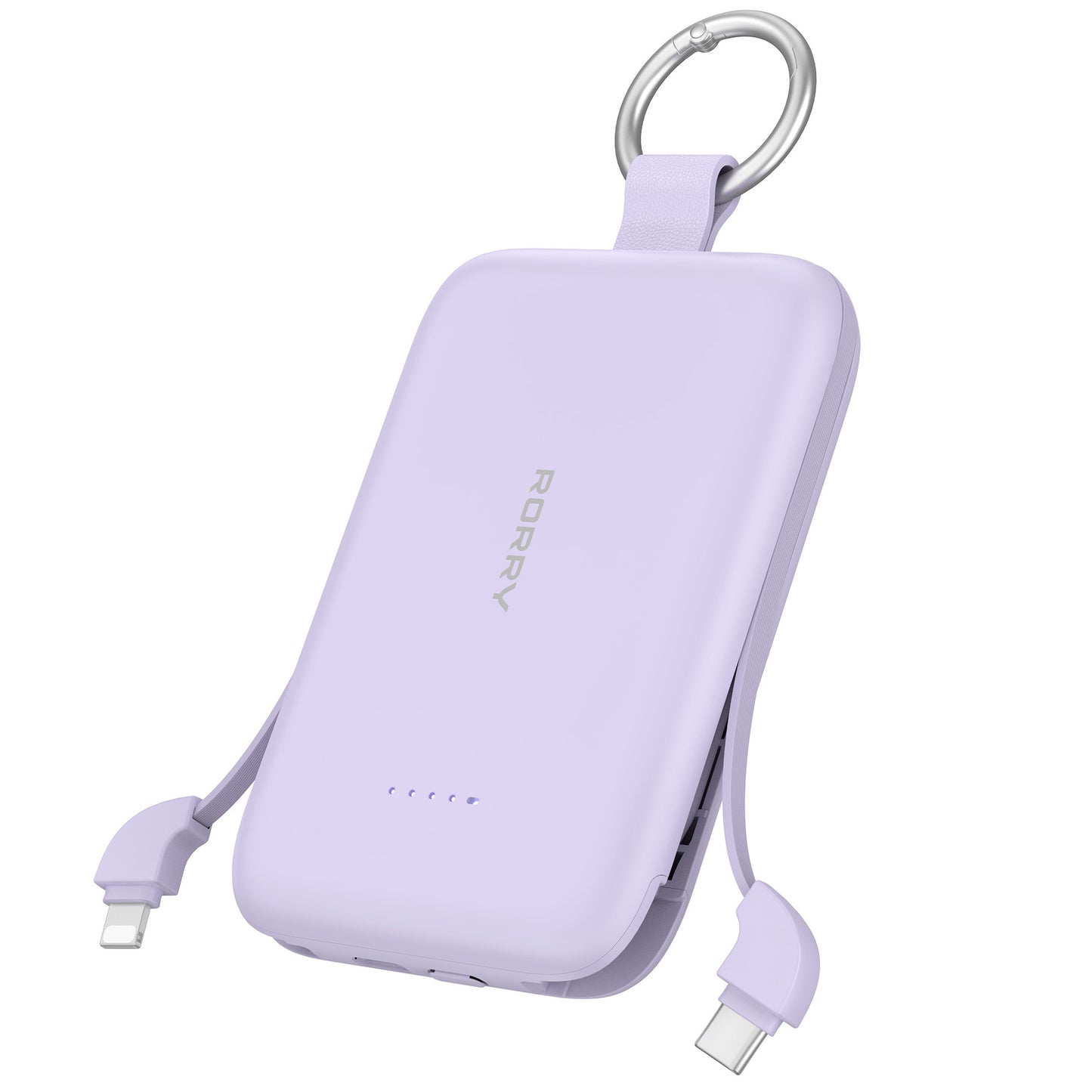 RORRY Portable Charger, 10000mAh PD 30W Fast Charging Portable Charger Power Bank with Built-in Cables, Travel Keychain Charger Battery Pack for iPhone 17/16/15/14/13/12, for AirPods 2/3/4/Pro