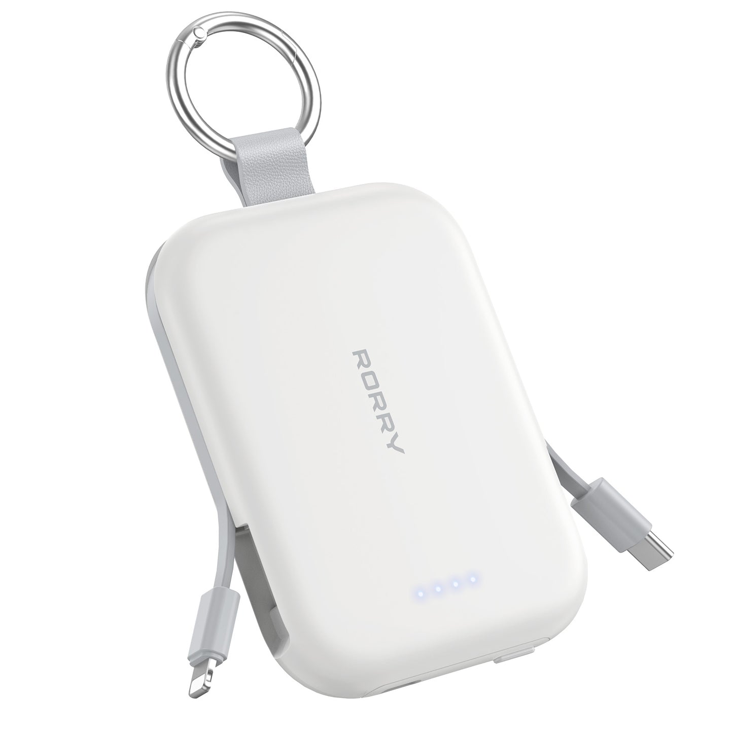 RORRY Portable Charger, 5000mAh Portable Charger Power Bank with Built-in Cables, Travel Keychain Charger Battery Pack for iPhone 17/16/15/14/13/12, for AirPods 2/3/4/Pro