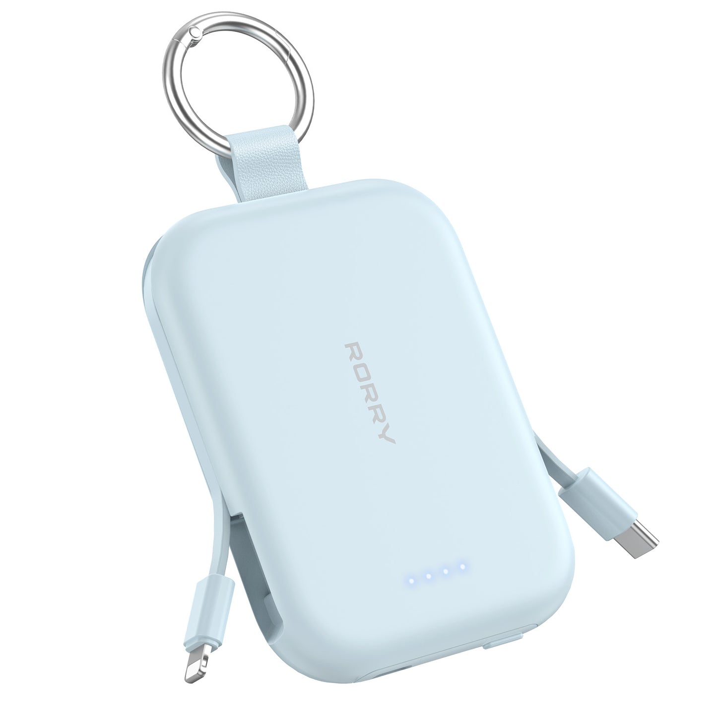 RORRY Portable Charger, 5000mAh Portable Charger Power Bank with Built-in Cables, Travel Keychain Charger Battery Pack for iPhone 17/16/15/14/13/12, for AirPods 2/3/4/Pro