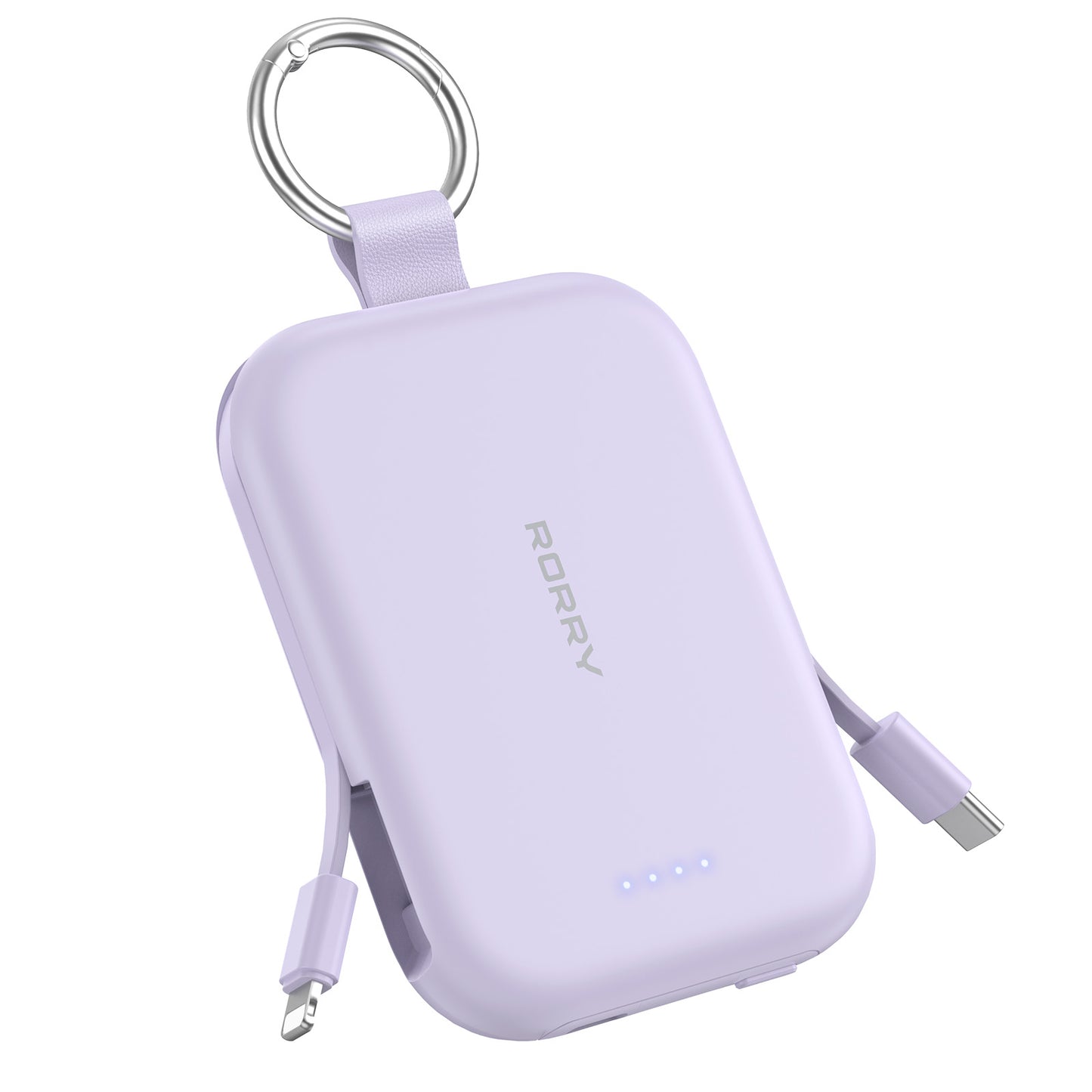 RORRY Portable Charger, 5000mAh Portable Charger Power Bank with Built-in Cables, Travel Keychain Charger Battery Pack for iPhone 17/16/15/14/13/12, for AirPods 2/3/4/Pro