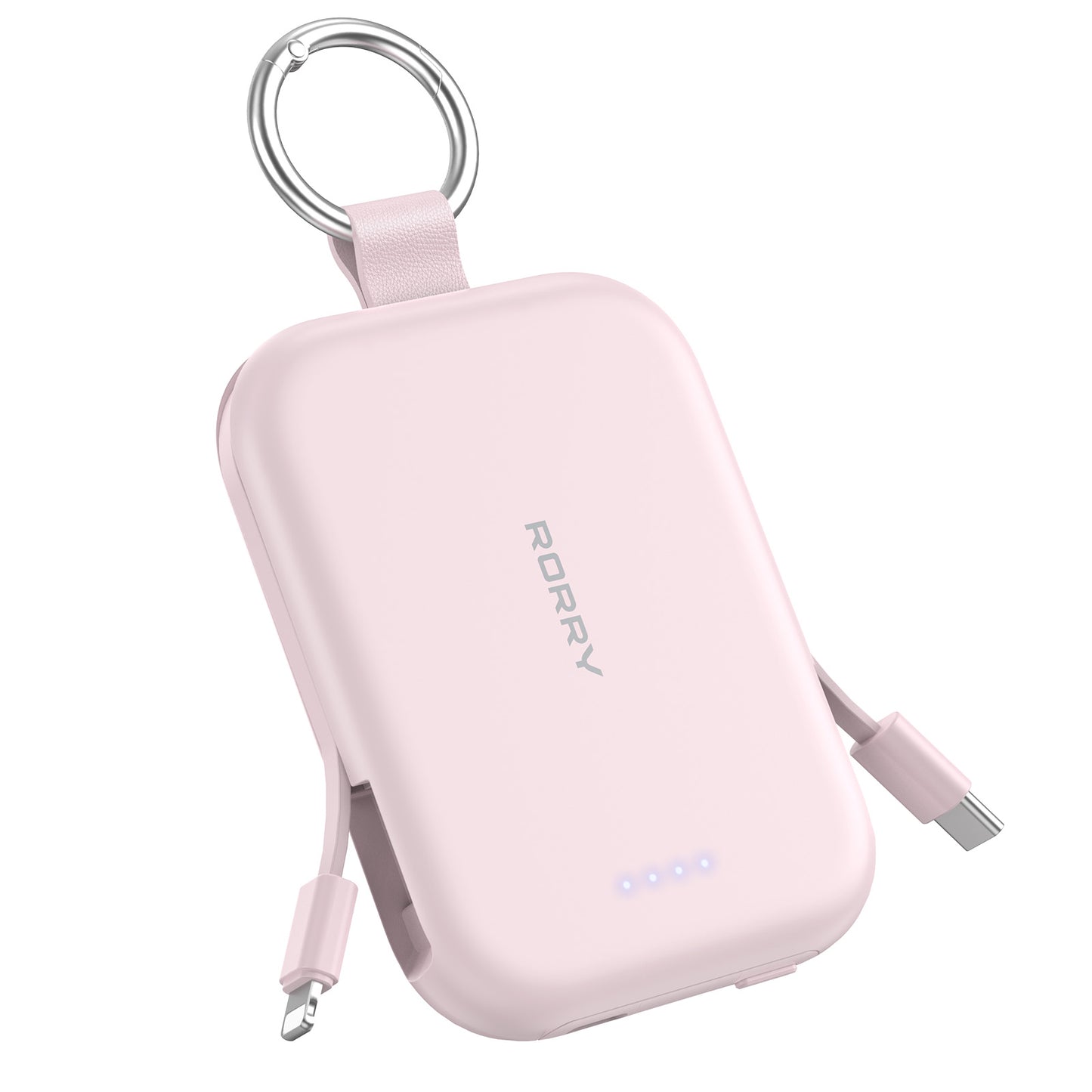 RORRY Portable Charger, 5000mAh Portable Charger Power Bank with Built-in Cables, Travel Keychain Charger Battery Pack for iPhone 17/16/15/14/13/12, for AirPods 2/3/4/Pro