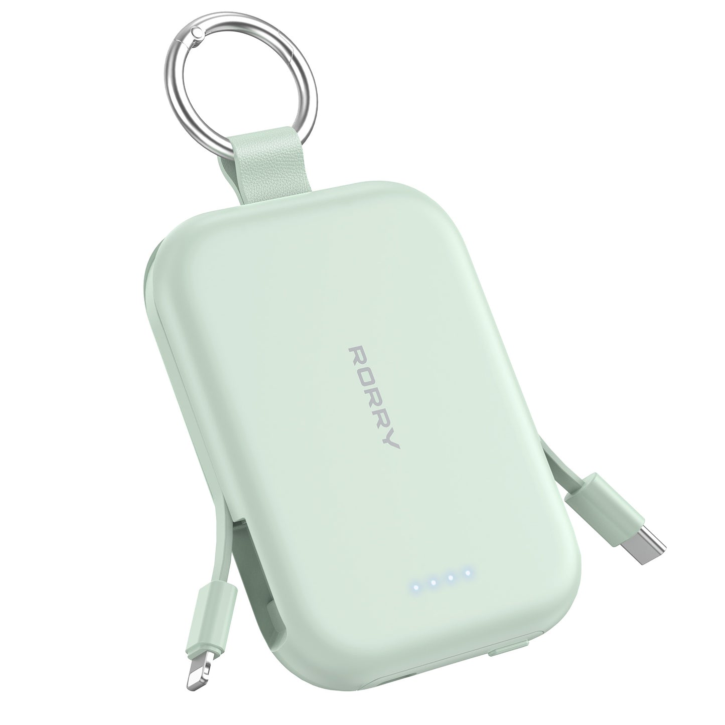 RORRY Portable Charger, 5000mAh Portable Charger Power Bank with Built-in Cables, Travel Keychain Charger Battery Pack for iPhone 17/16/15/14/13/12, for AirPods 2/3/4/Pro