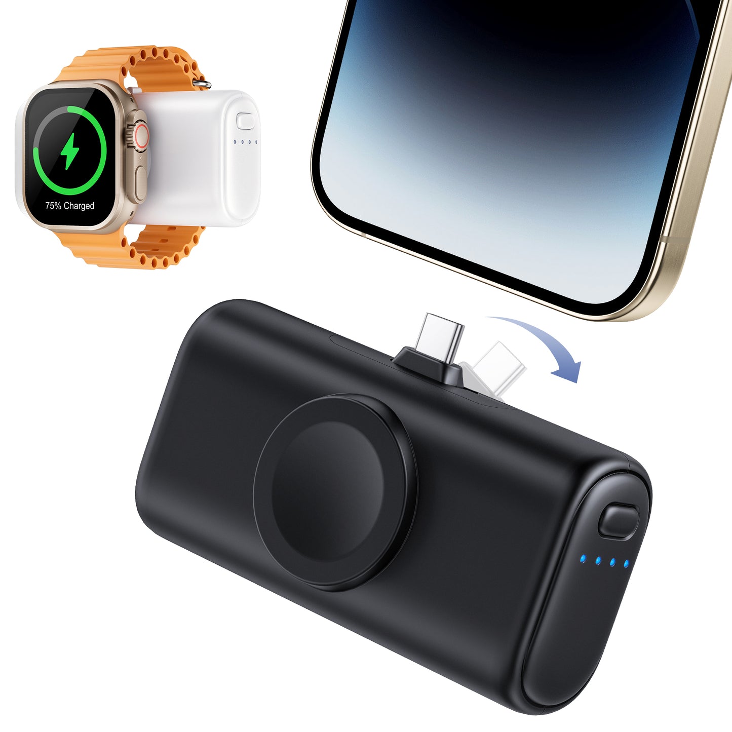 RORRY Mini Portable Charger for iPhone,5000mAh Small &Ultra-Compact 15W PD Fast Charging Power Bank Compatible with iPhone 15/14/13/12/11/XR/X/8 and Apple Watch Series 9/Ultra2/8/Ultra/7/6/5/4/3/SE