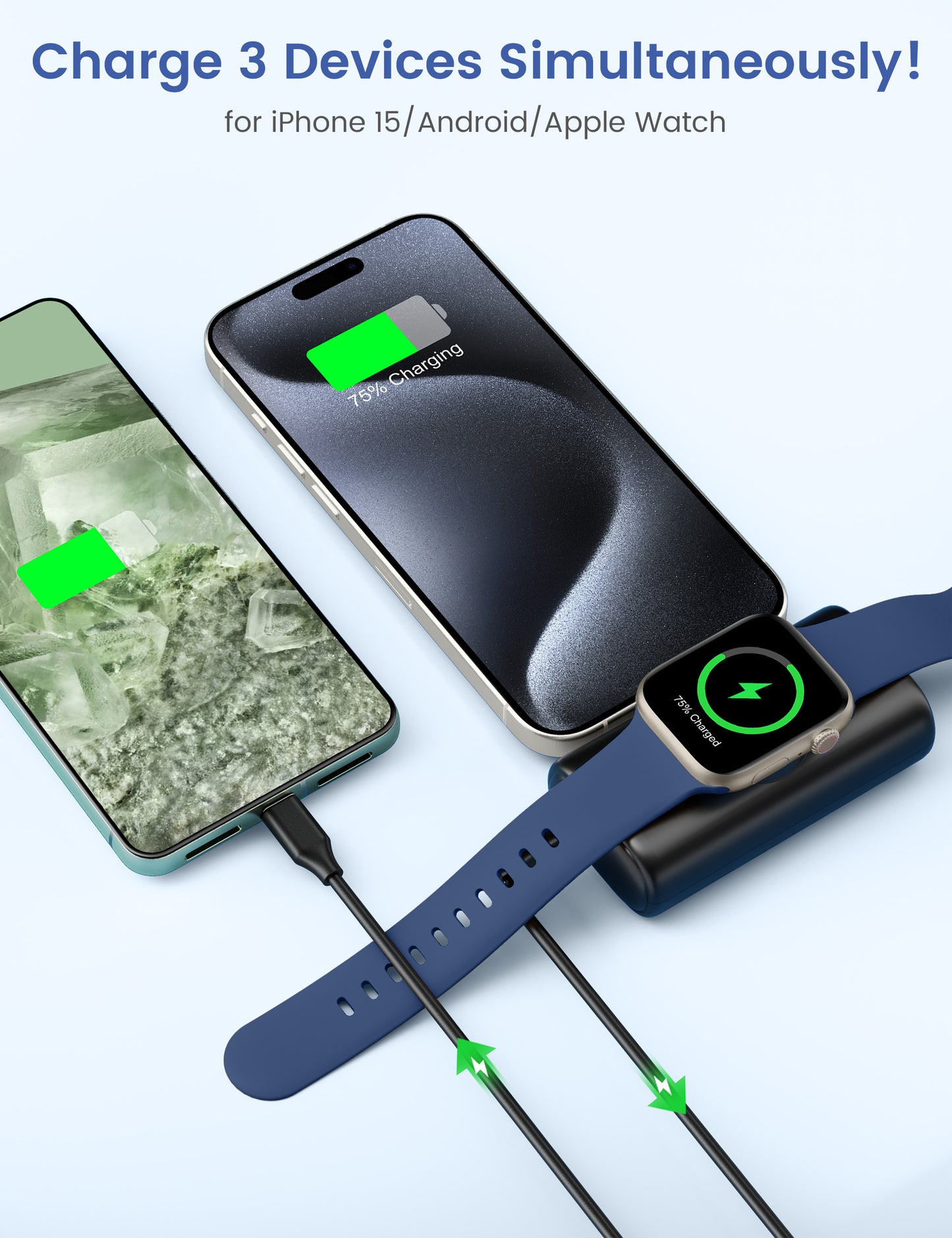 RORRY Mini Portable Charger for iPhone,5000mAh Small &Ultra-Compact 15W PD Fast Charging Power Bank Compatible with iPhone 15/14/13/12/11/XR/X/8 and Apple Watch Series 9/Ultra2/8/Ultra/7/6/5/4/3/SE