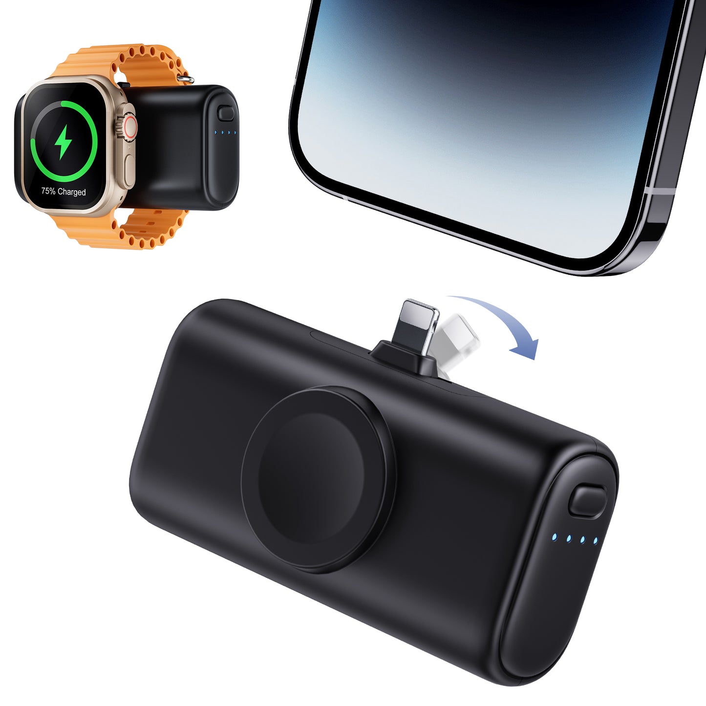 RORRY Mini Portable Charger for iPhone,5000mAh Small &Ultra-Compact 15W PD Fast Charging Power Bank Compatible with iPhone 15/14/13/12/11/XR/X/8 and Apple Watch Series 9/Ultra2/8/Ultra/7/6/5/4/3/SE