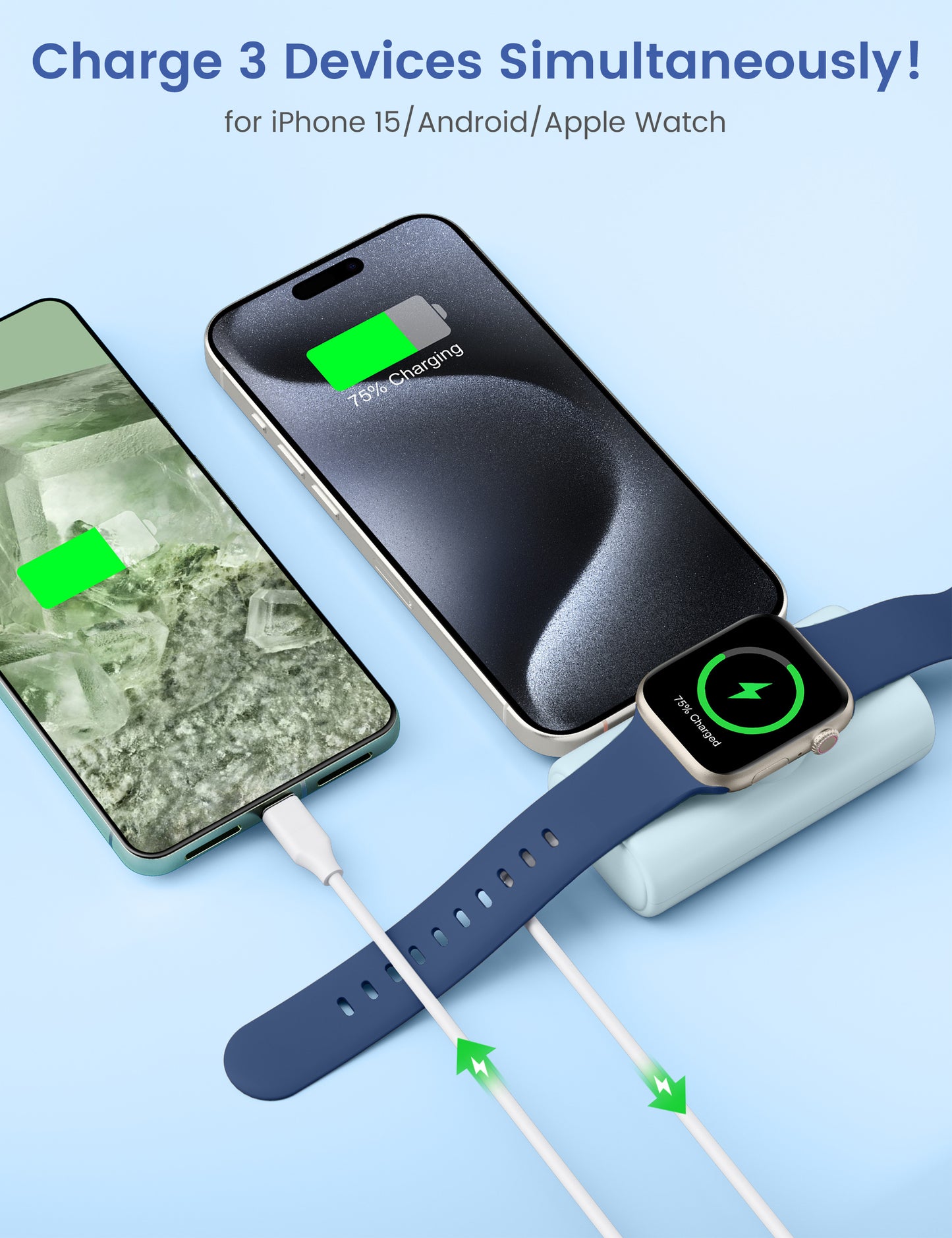 RORRY Mini Portable Charger for iPhone,5000mAh Small &Ultra-Compact 15W PD Fast Charging Power Bank Compatible with iPhone 15/14/13/12/11/XR/X/8 and Apple Watch Series 9/Ultra2/8/Ultra/7/6/5/4/3/SE