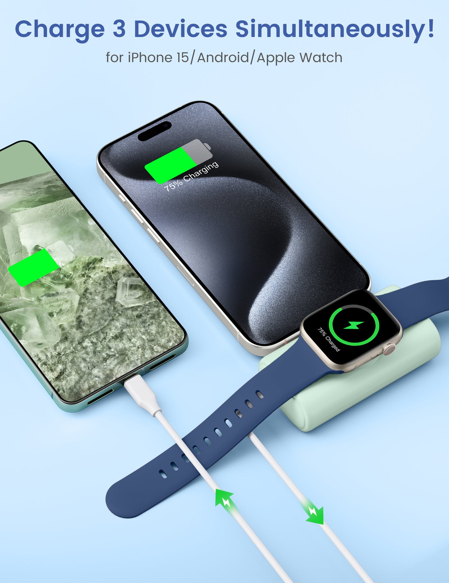 RORRY Mini Portable Charger for iPhone,5000mAh Small &Ultra-Compact 15W PD Fast Charging Power Bank Compatible with iPhone 15/14/13/12/11/XR/X/8 and Apple Watch Series 9/Ultra2/8/Ultra/7/6/5/4/3/SE