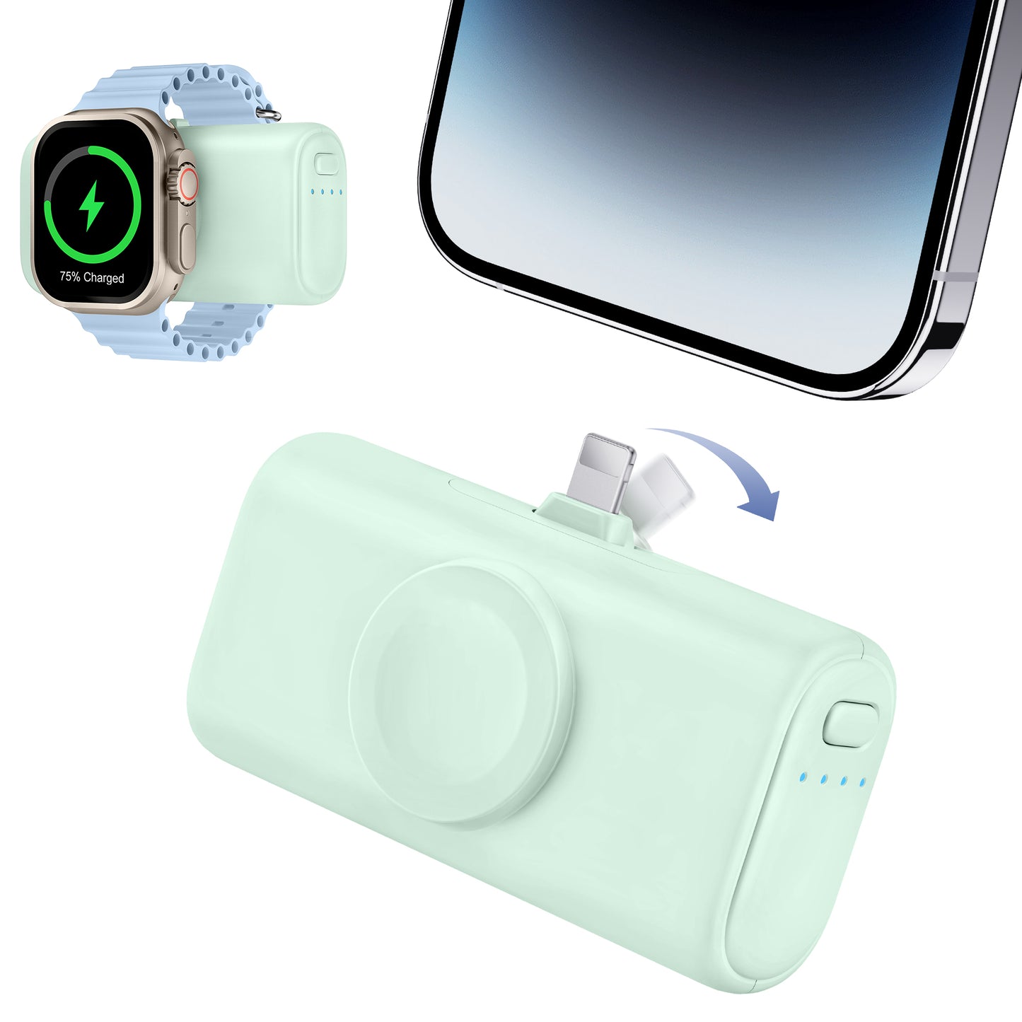 RORRY Mini Portable Charger for iPhone,5000mAh Small &Ultra-Compact 15W PD Fast Charging Power Bank Compatible with iPhone 15/14/13/12/11/XR/X/8 and Apple Watch Series 9/Ultra2/8/Ultra/7/6/5/4/3/SE