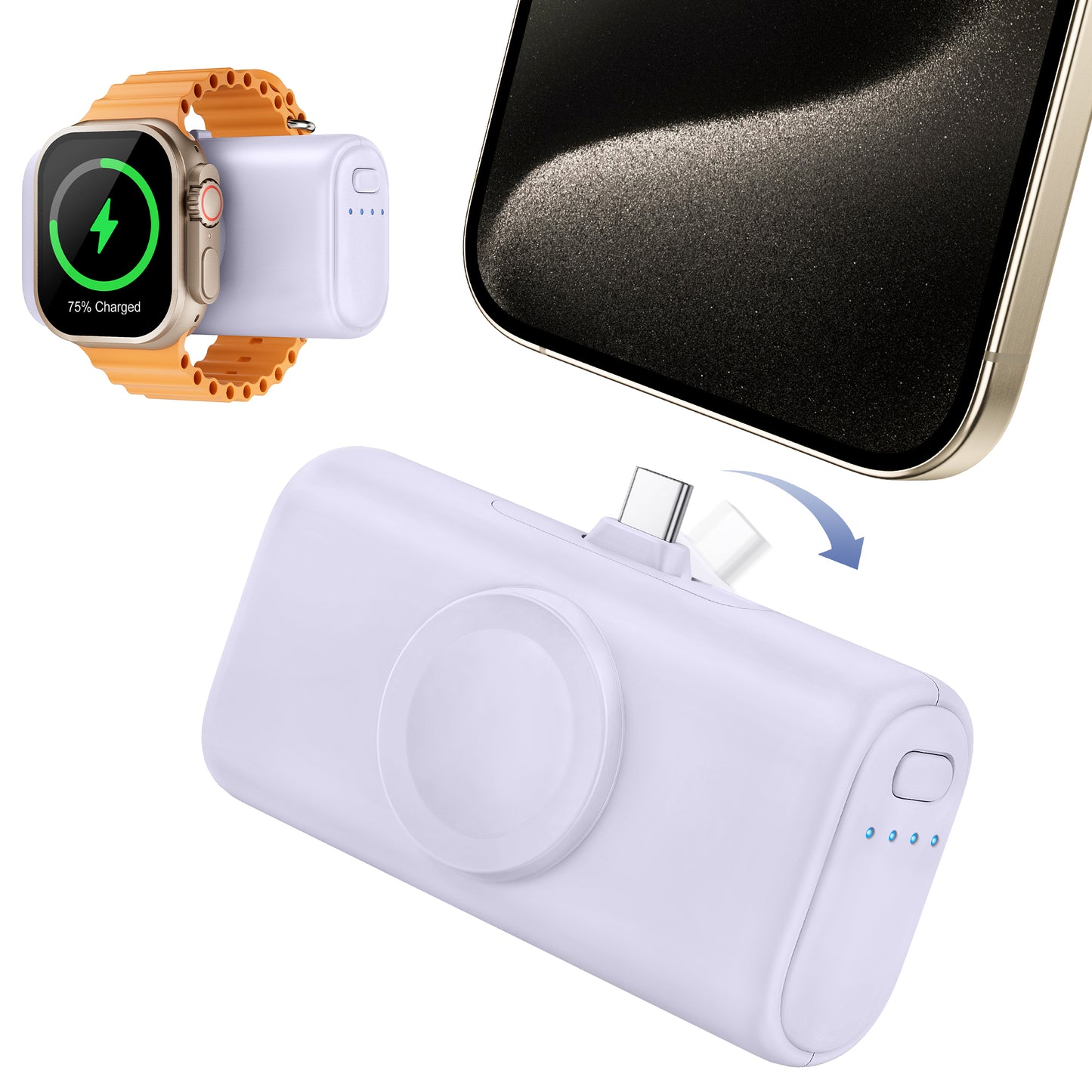 RORRY Mini Portable Charger for iPhone,5000mAh Small &Ultra-Compact 15W PD Fast Charging Power Bank Compatible with iPhone 15/14/13/12/11/XR/X/8 and Apple Watch Series 9/Ultra2/8/Ultra/7/6/5/4/3/SE