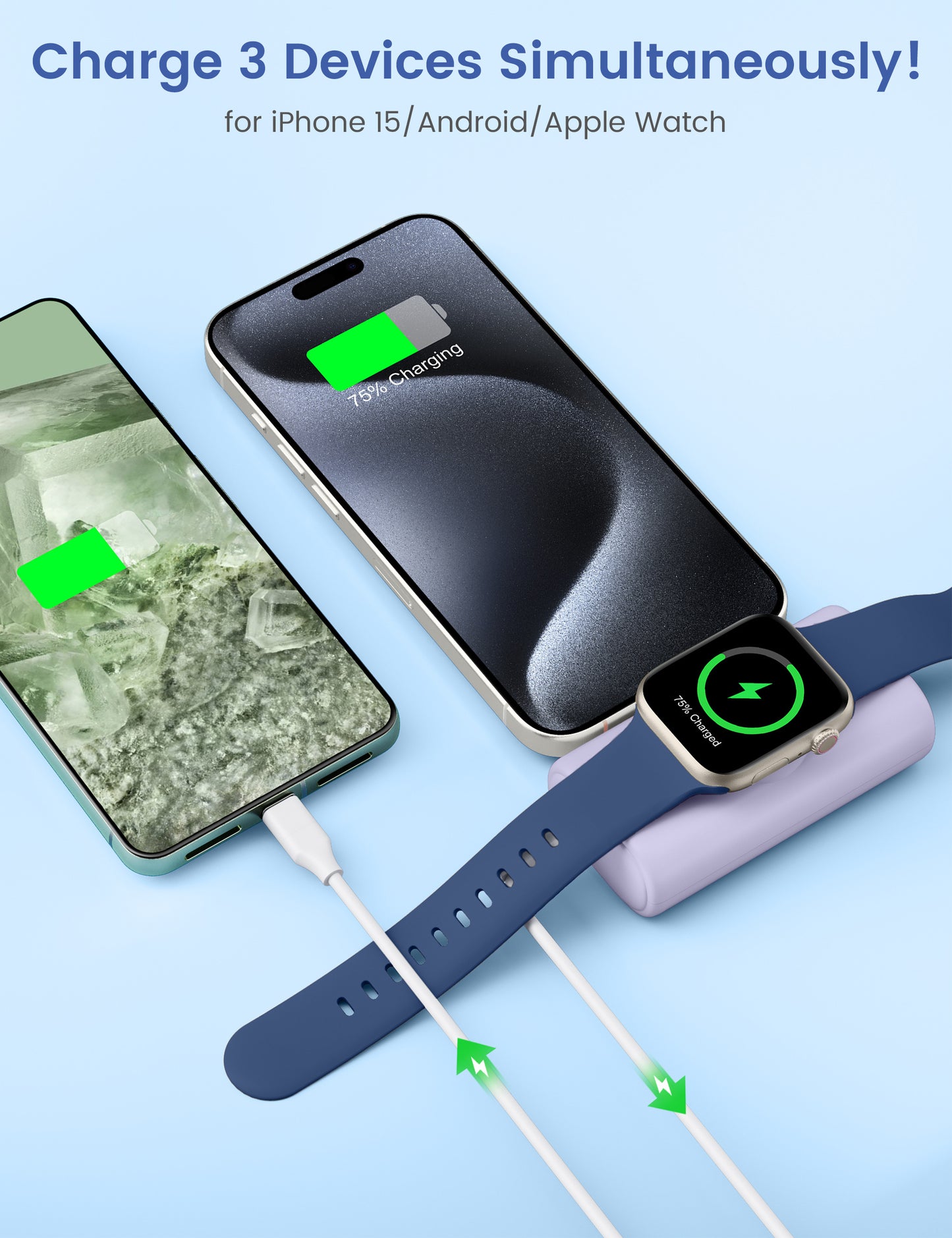 RORRY Mini Portable Charger for iPhone,5000mAh Small &Ultra-Compact 15W PD Fast Charging Power Bank Compatible with iPhone 15/14/13/12/11/XR/X/8 and Apple Watch Series 9/Ultra2/8/Ultra/7/6/5/4/3/SE