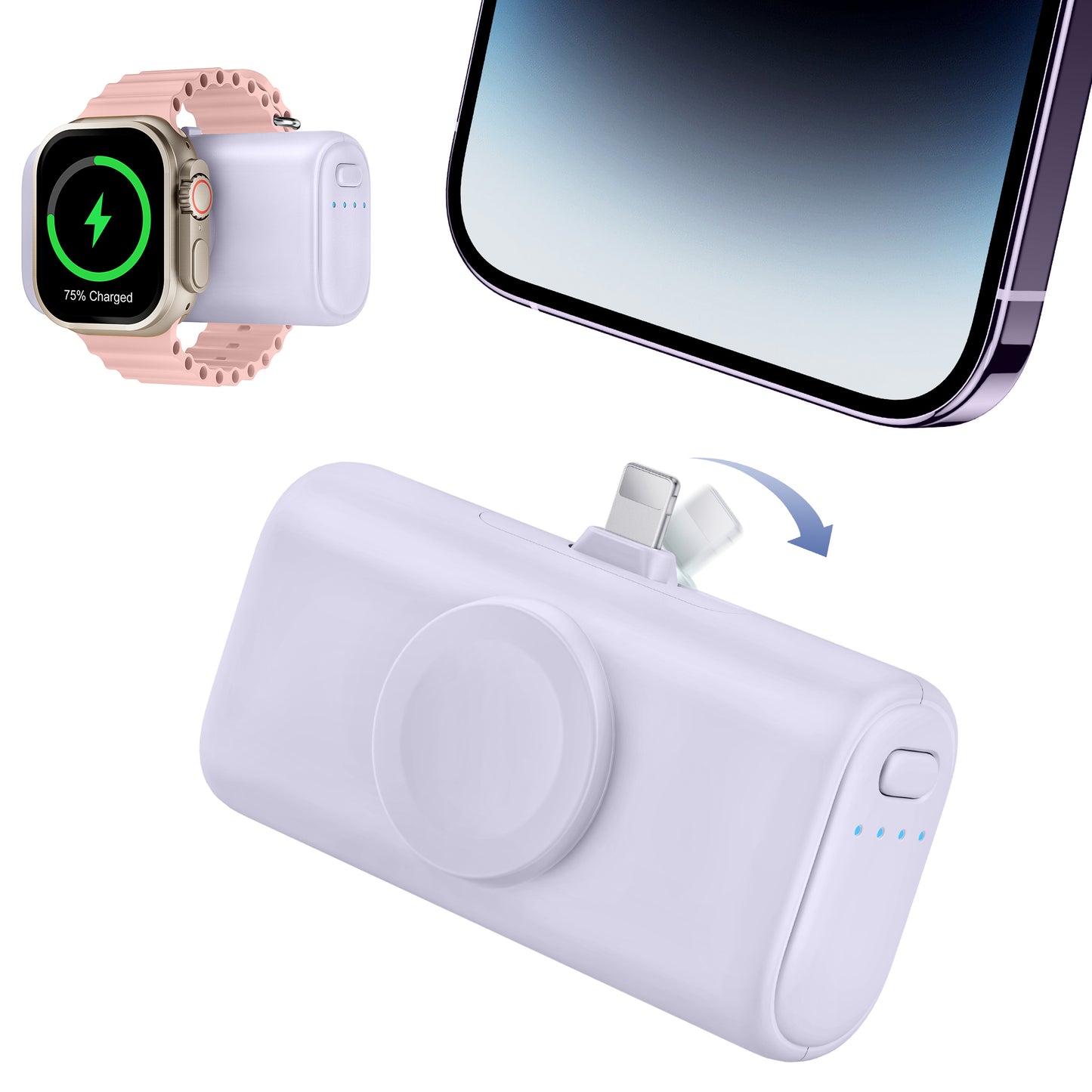 RORRY Mini Portable Charger for iPhone,5000mAh Small &Ultra-Compact 15W PD Fast Charging Power Bank Compatible with iPhone 15/14/13/12/11/XR/X/8 and Apple Watch Series 9/Ultra2/8/Ultra/7/6/5/4/3/SE
