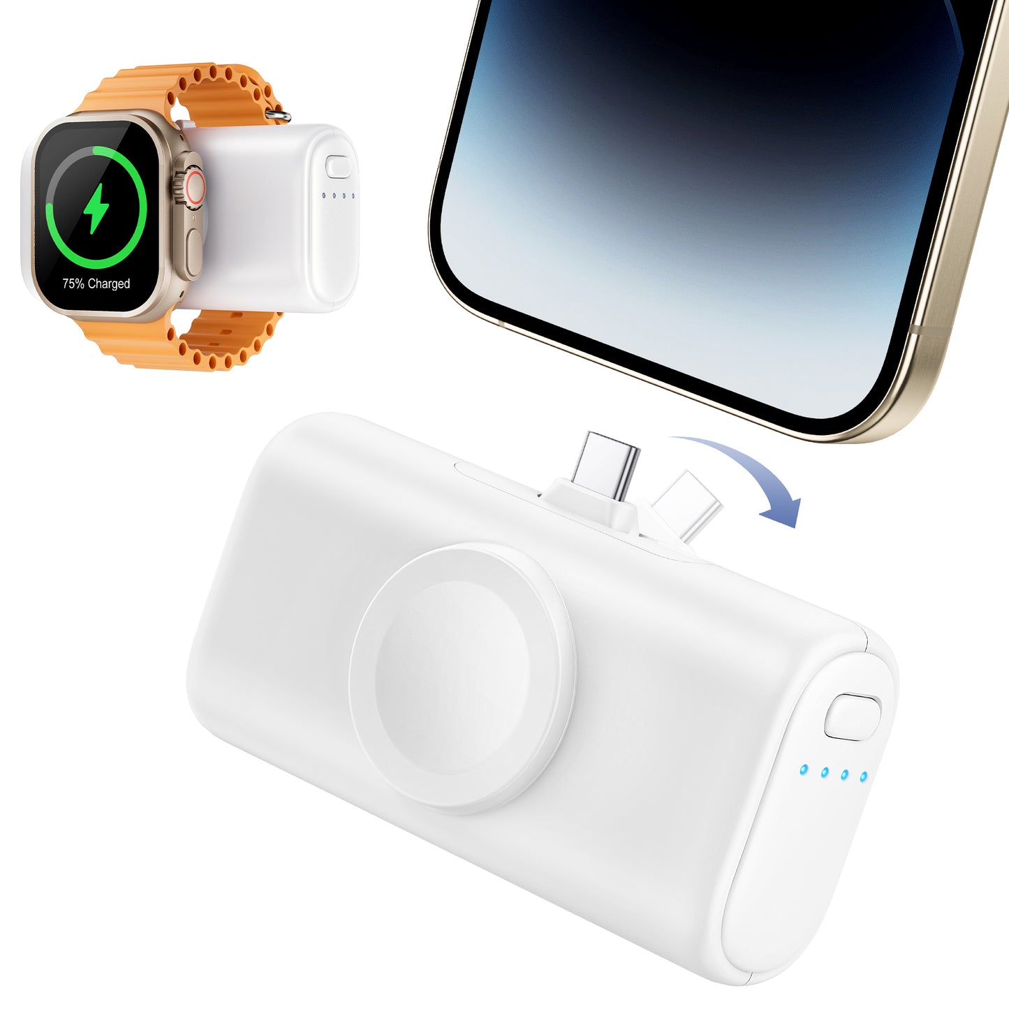 RORRY Mini Portable Charger for iPhone,5000mAh Small &Ultra-Compact 15W PD Fast Charging Power Bank Compatible with iPhone 15/14/13/12/11/XR/X/8 and Apple Watch Series 9/Ultra2/8/Ultra/7/6/5/4/3/SE