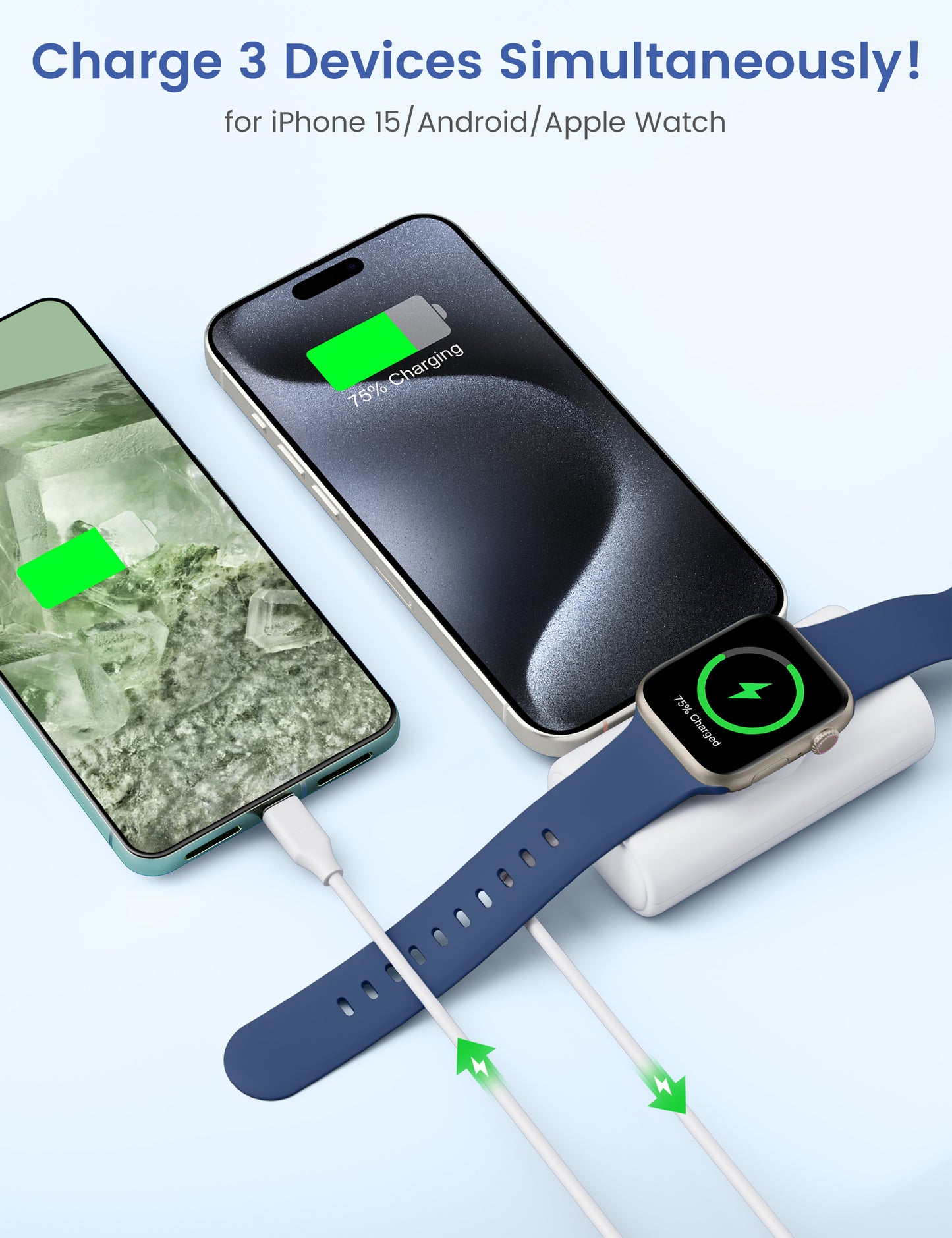 RORRY Mini Portable Charger for iPhone,5000mAh Small &Ultra-Compact 15W PD Fast Charging Power Bank Compatible with iPhone 15/14/13/12/11/XR/X/8 and Apple Watch Series 9/Ultra2/8/Ultra/7/6/5/4/3/SE