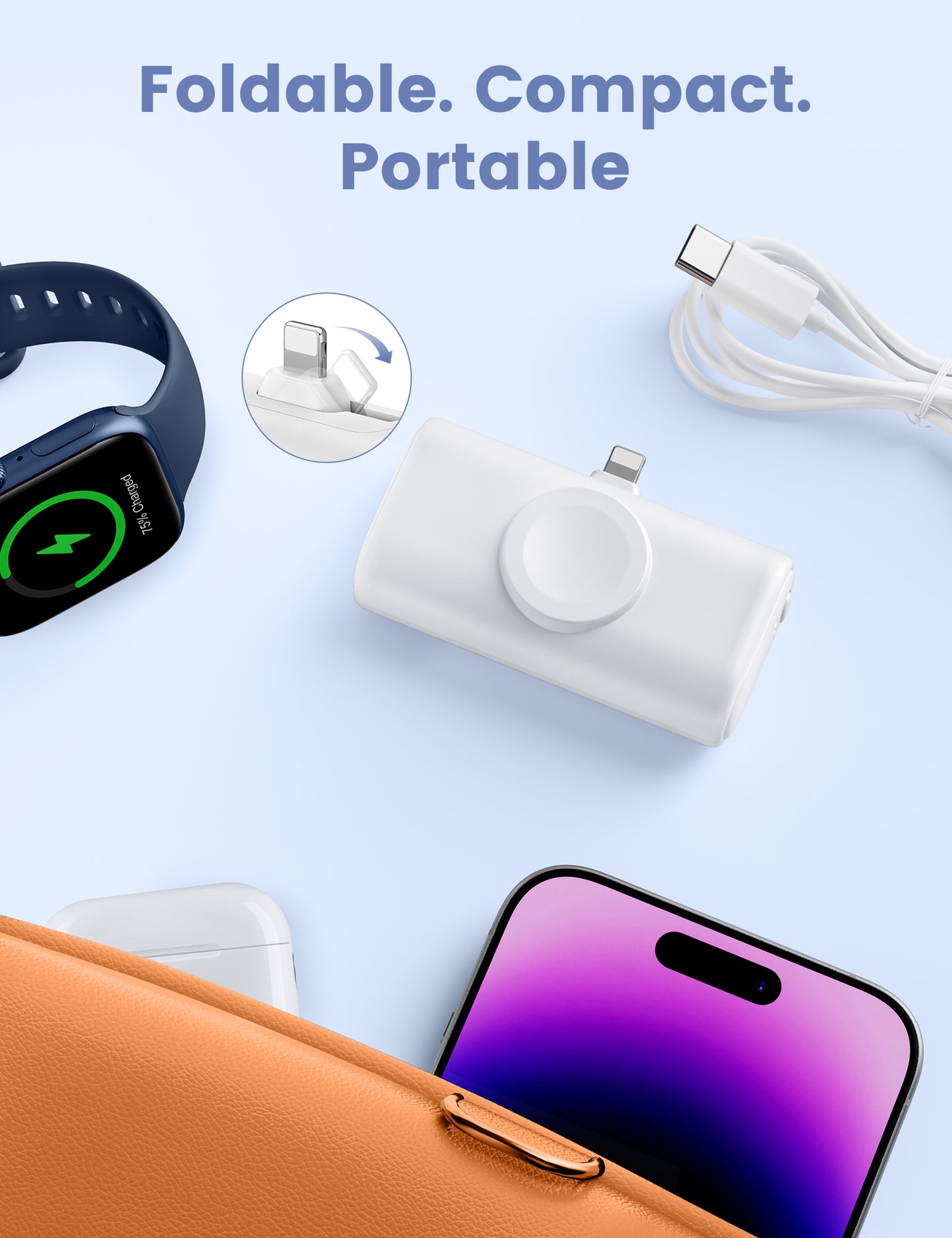 RORRY Mini Portable Charger for iPhone,5000mAh Small &Ultra-Compact 15W PD Fast Charging Power Bank Compatible with iPhone 15/14/13/12/11/XR/X/8 and Apple Watch Series 9/Ultra2/8/Ultra/7/6/5/4/3/SE