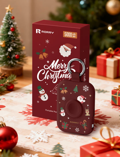 RORRY D2 5000mAh Portable Charger, Portable Charger Power Bank with Built-in Cables, Travel Keychain Battery Pack for Apple Watch Ultra 2/10/9/8/Ultra/7/6/SE/5, iPhone 16/15/14/13/12