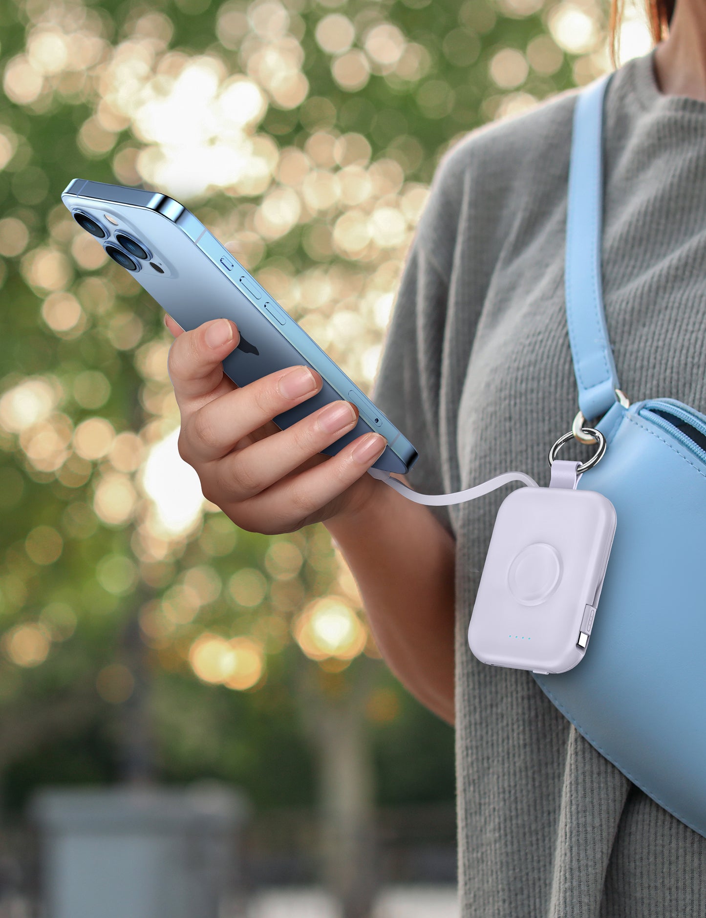 RORRY D2 5000mAh Portable Charger, Portable Charger Power Bank with Built-in Cables, Travel Keychain Battery Pack for Apple Watch Ultra 2/10/9/8/Ultra/7/6/SE/5, iPhone 16/15/14/13/12