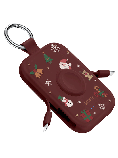 RORRY D2 5000mAh Portable Charger, Portable Charger Power Bank with Built-in Cables, Travel Keychain Battery Pack for Apple Watch Ultra 2/10/9/8/Ultra/7/6/SE/5, iPhone 16/15/14/13/12