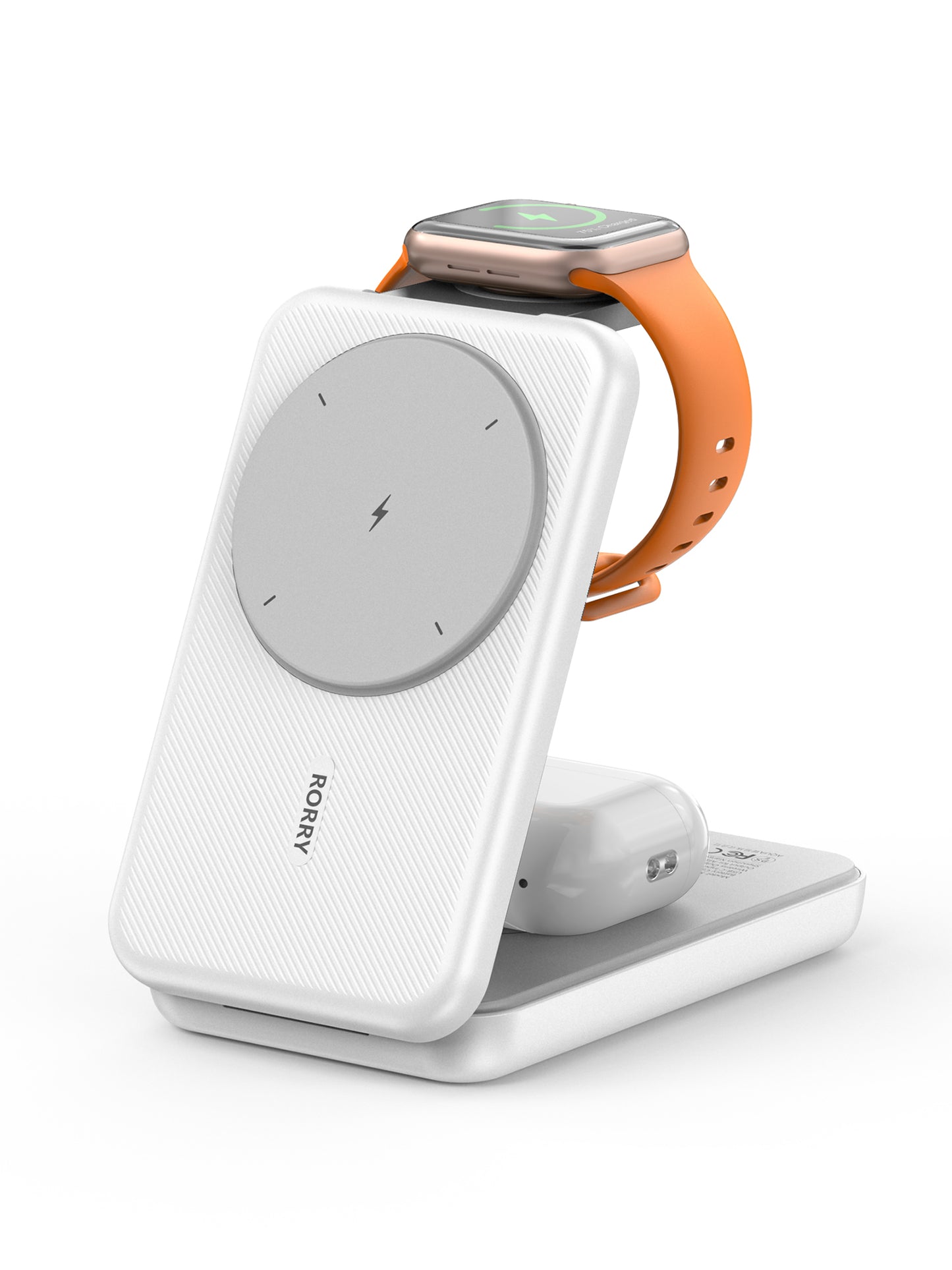 RORRY Portable Charger, 3-in-1 Charging Station 10000mAh Portable Charger Power Bank for MagSafe Foldable Battery Pack Travel for iPhone 16/15/14/13/12, for Apple Watch 10/9/8/7/6/5/Ultra/2