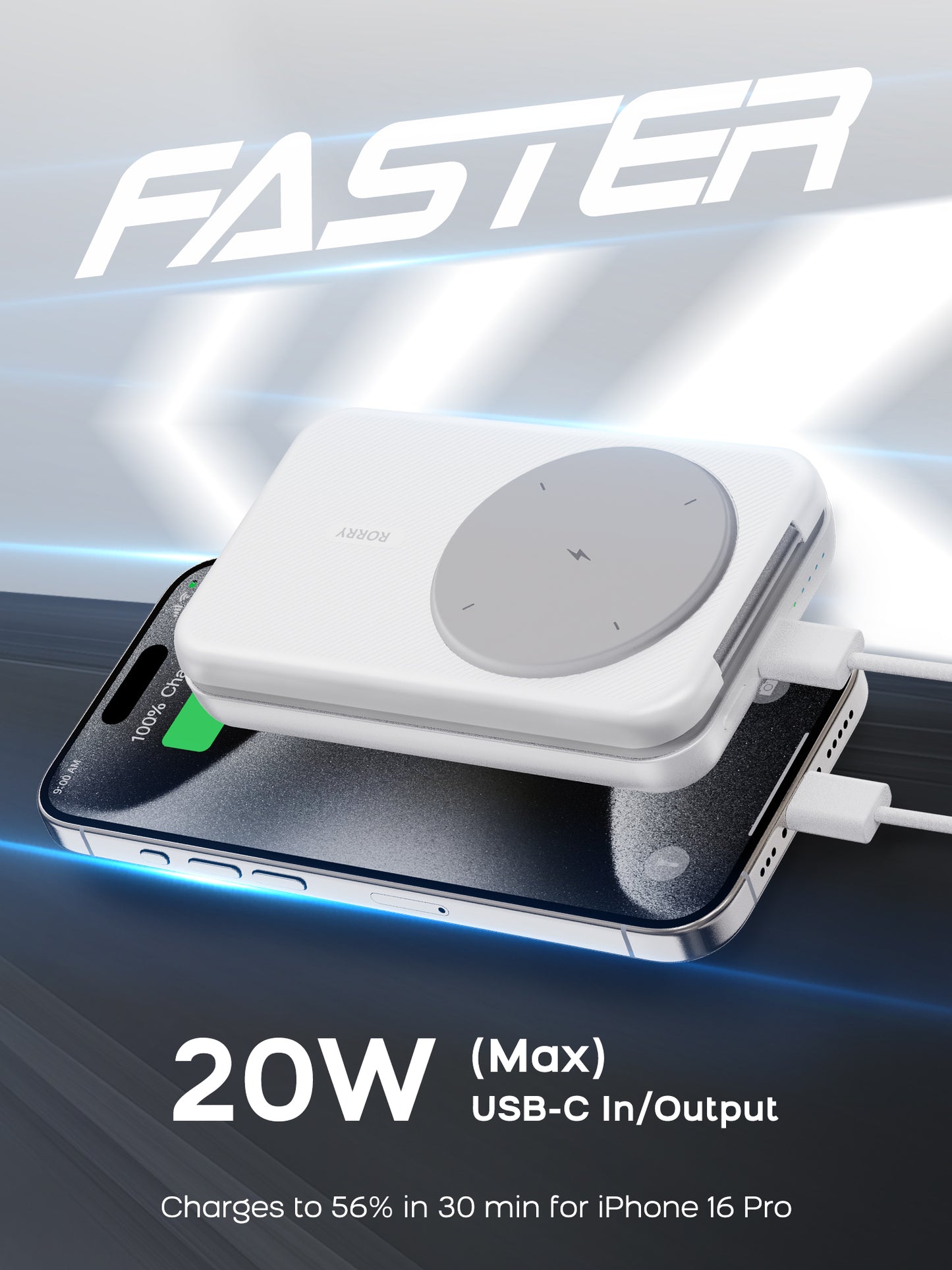 RORRY Portable Charger, 3-in-1 Charging Station 10000mAh Portable Charger Power Bank for MagSafe Foldable Battery Pack Travel for iPhone 16/15/14/13/12, for Apple Watch 10/9/8/7/6/5/Ultra/2