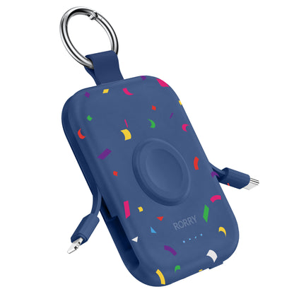 RORRY D2 5000mAh Portable Charger, Portable Charger Power Bank with Built-in Cables, Travel Keychain Battery Pack for Apple Watch Ultra 2/10/9/8/Ultra/7/6/SE/5, iPhone 16/15/14/13/12